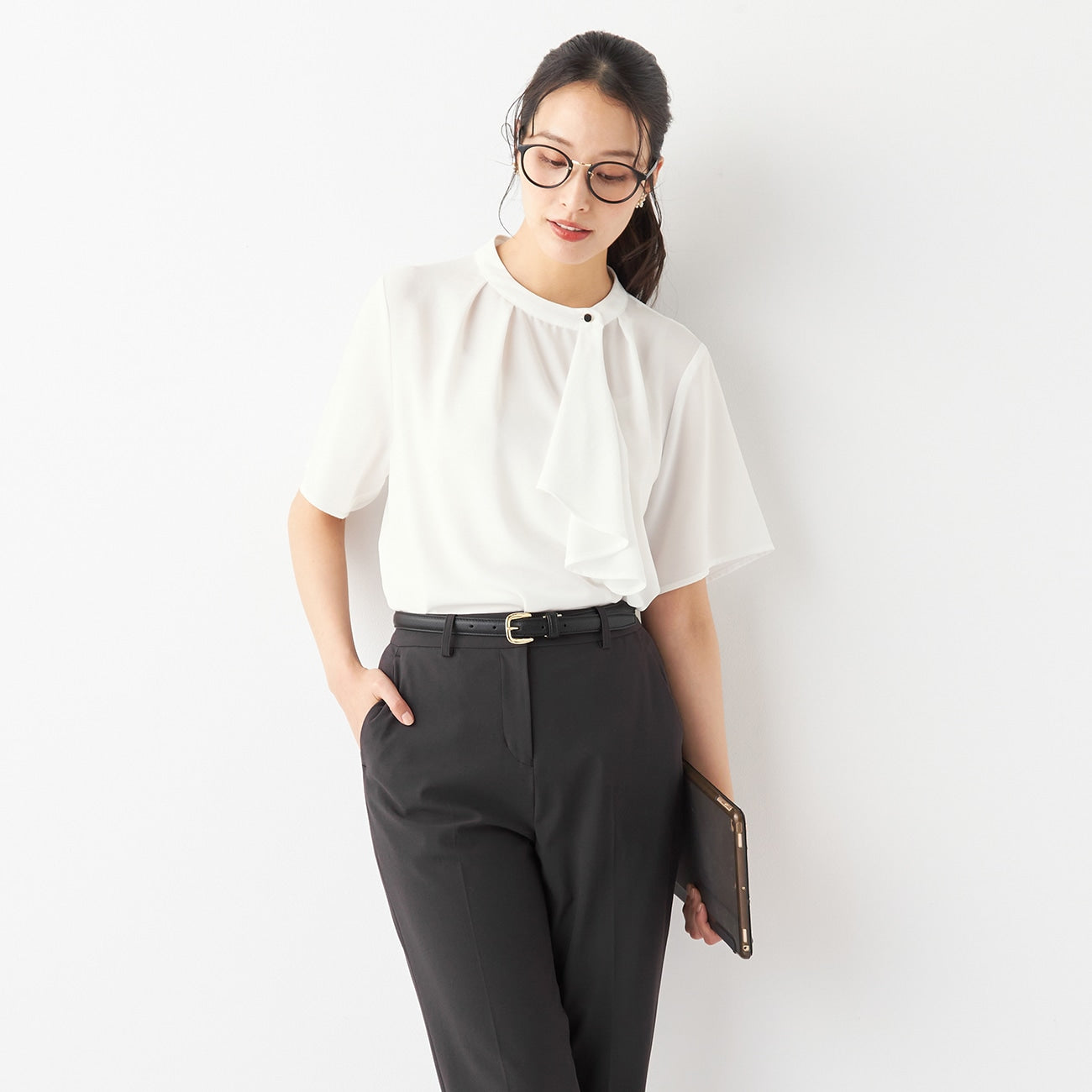 Asymmetric Bow Tie Blouse_25