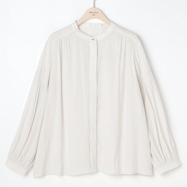 Split Fiber Stand Collar Blouse_25