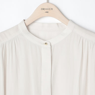 Split Fiber Stand Collar Blouse_27