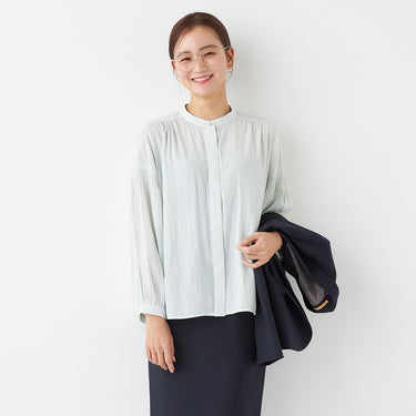 Split Fiber Stand Collar Blouse_36