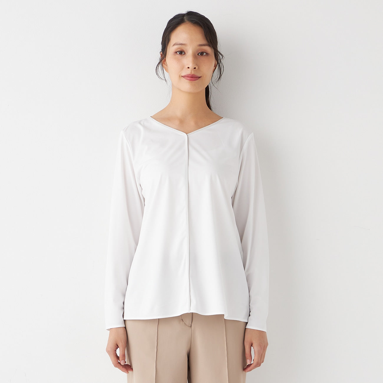 无熨烫色块 V 领上衣_30