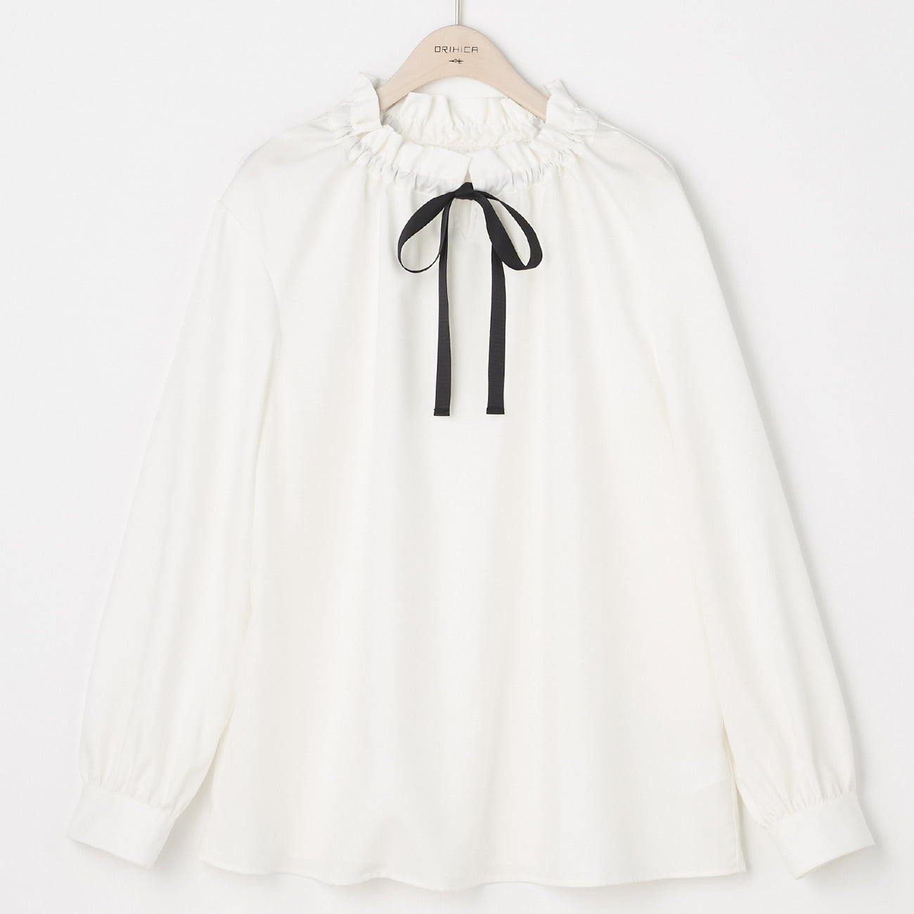 荷叶边双色上衣 - 白色_19