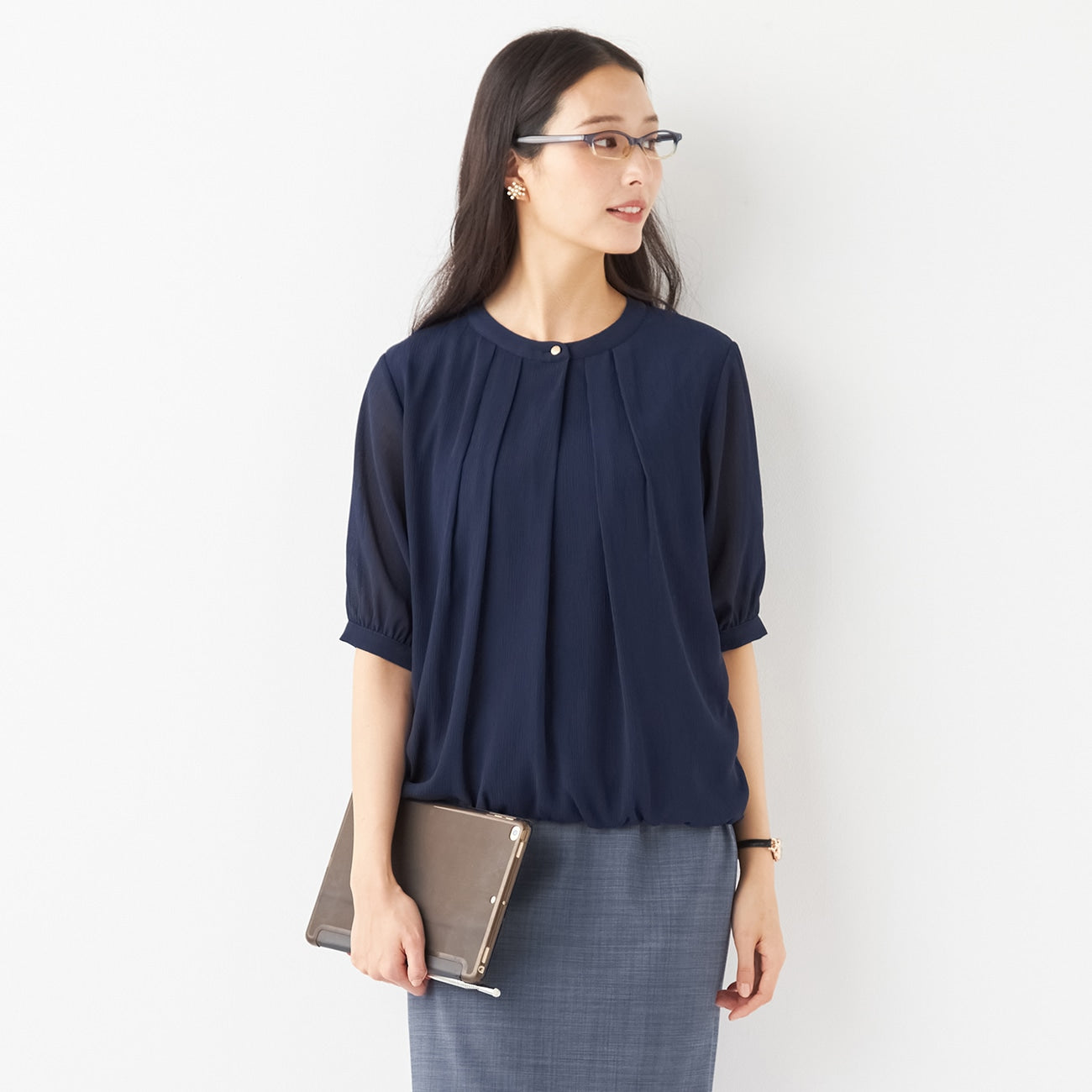 Crepe Blouse with Metal Buttons_33