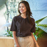 Button Front Stand Collar Blouse_15