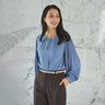Tucked Sleeve Blouse with Pearl Button_33