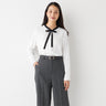 Contrast Color Bow Tie Blouse_19
