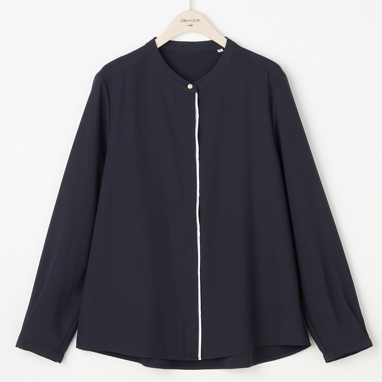 Two-Tone Stand-Collar Blouse_24