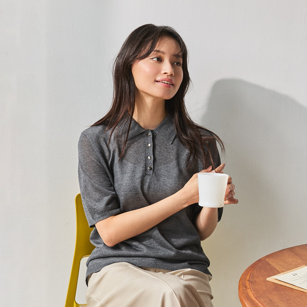 Sheer Knit Polo Shirt_15
