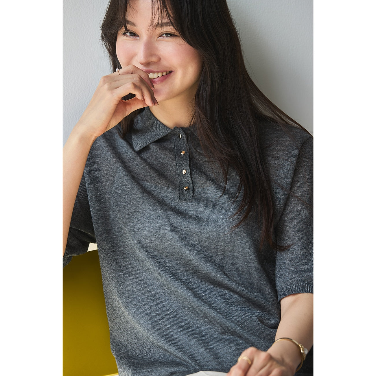 Sheer Knit Polo Shirt_16