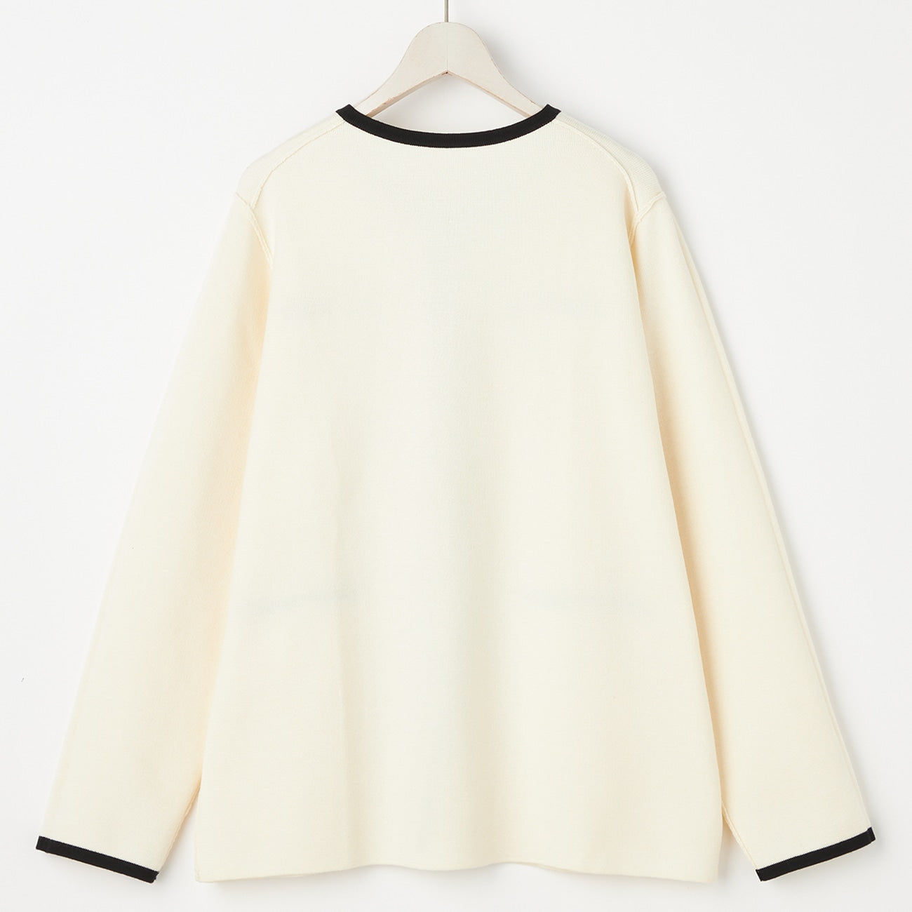 撞色中长款针织外套