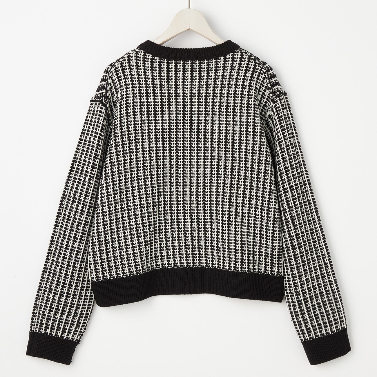 粗花呢针织外套 - 白色/黑色_29