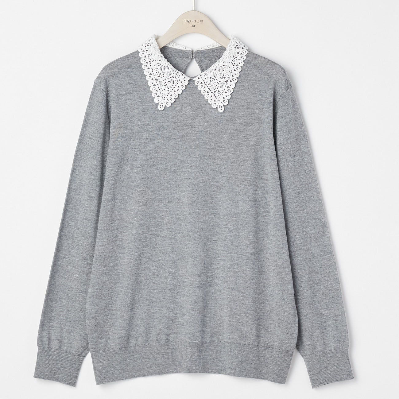 蕾丝领套头毛衣_25