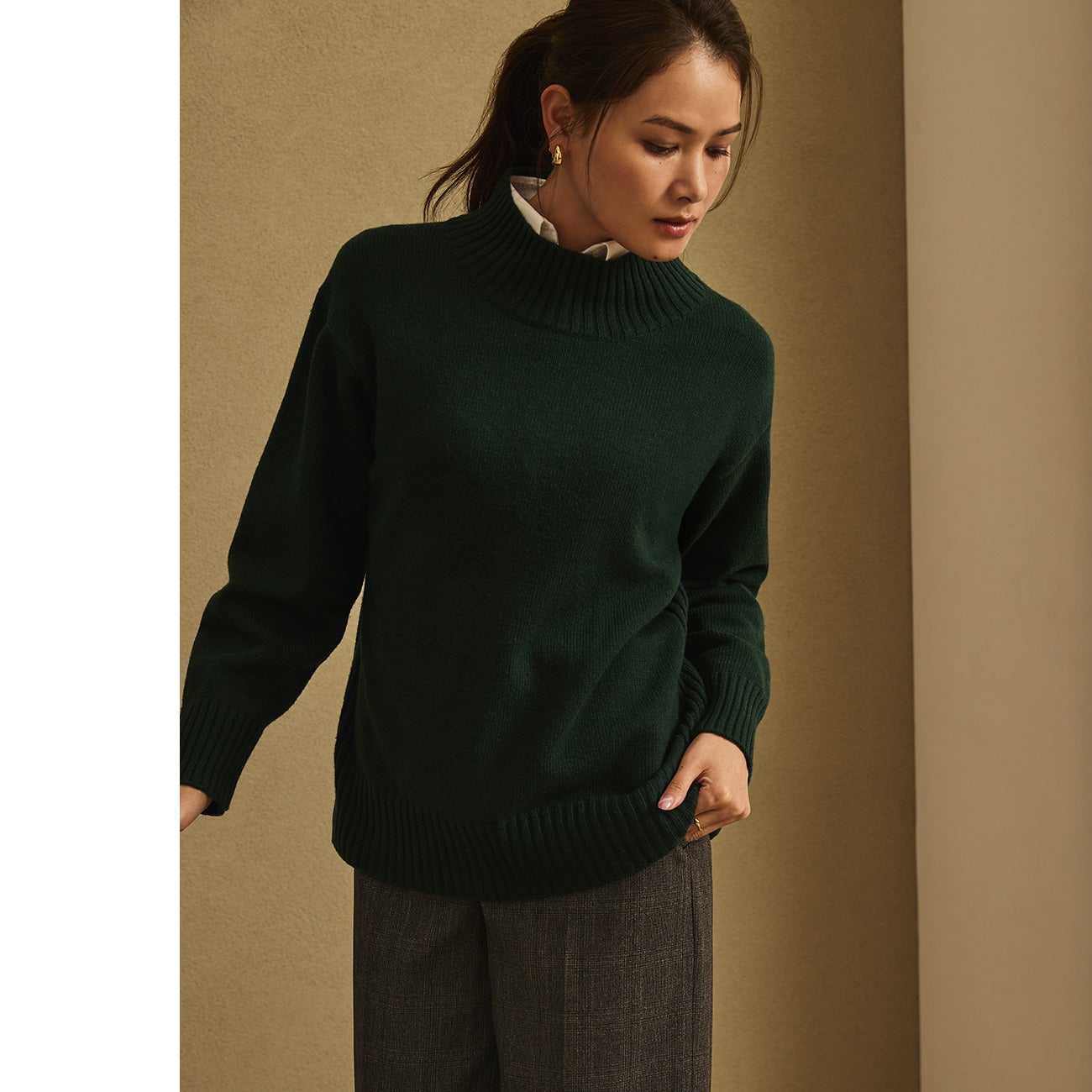 蓬松中号高领圆领毛衣_42