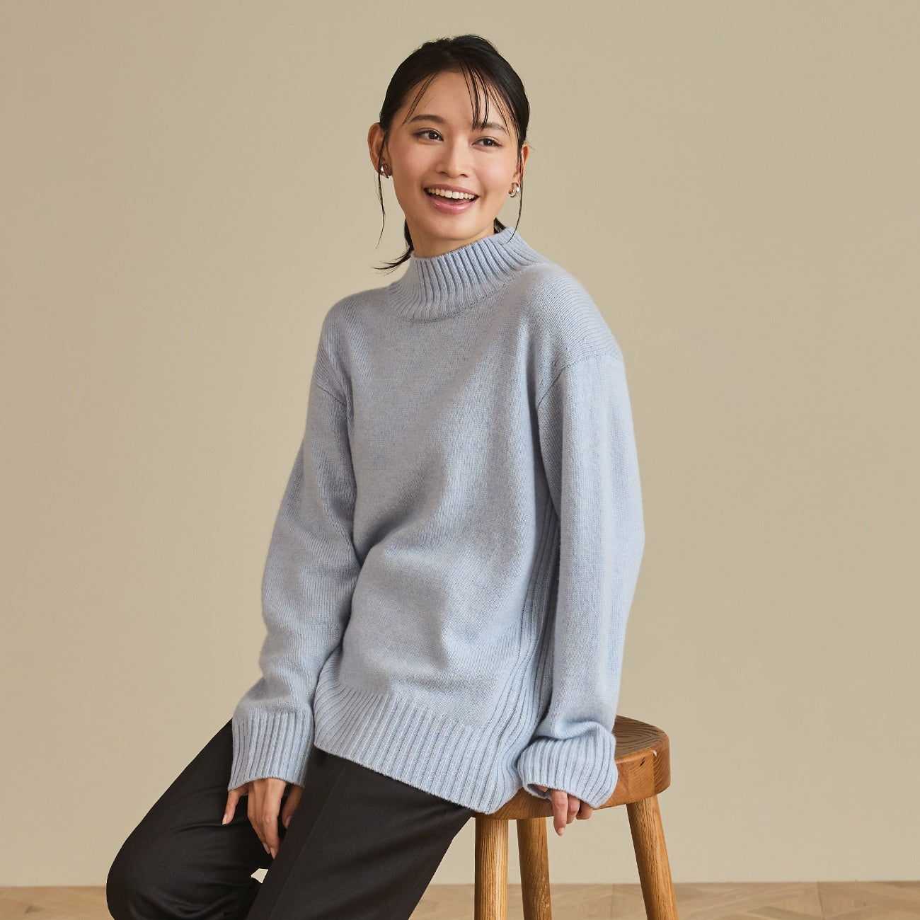 蓬松中号高领圆领毛衣_50