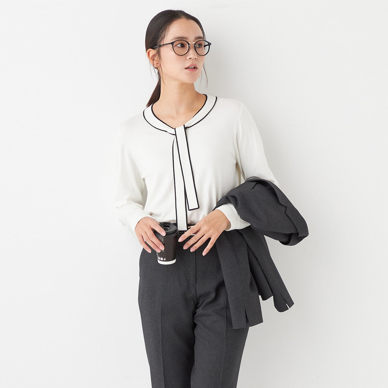 撞色领结针织上衣_22