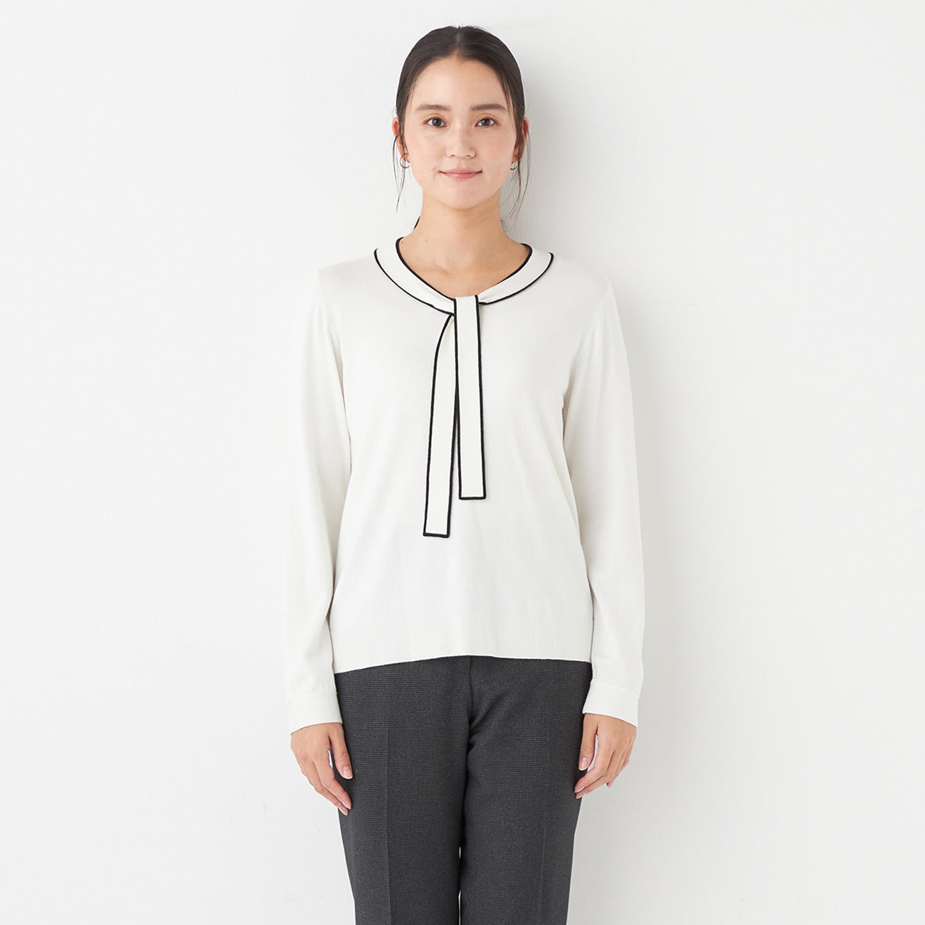 撞色领结针织上衣_23