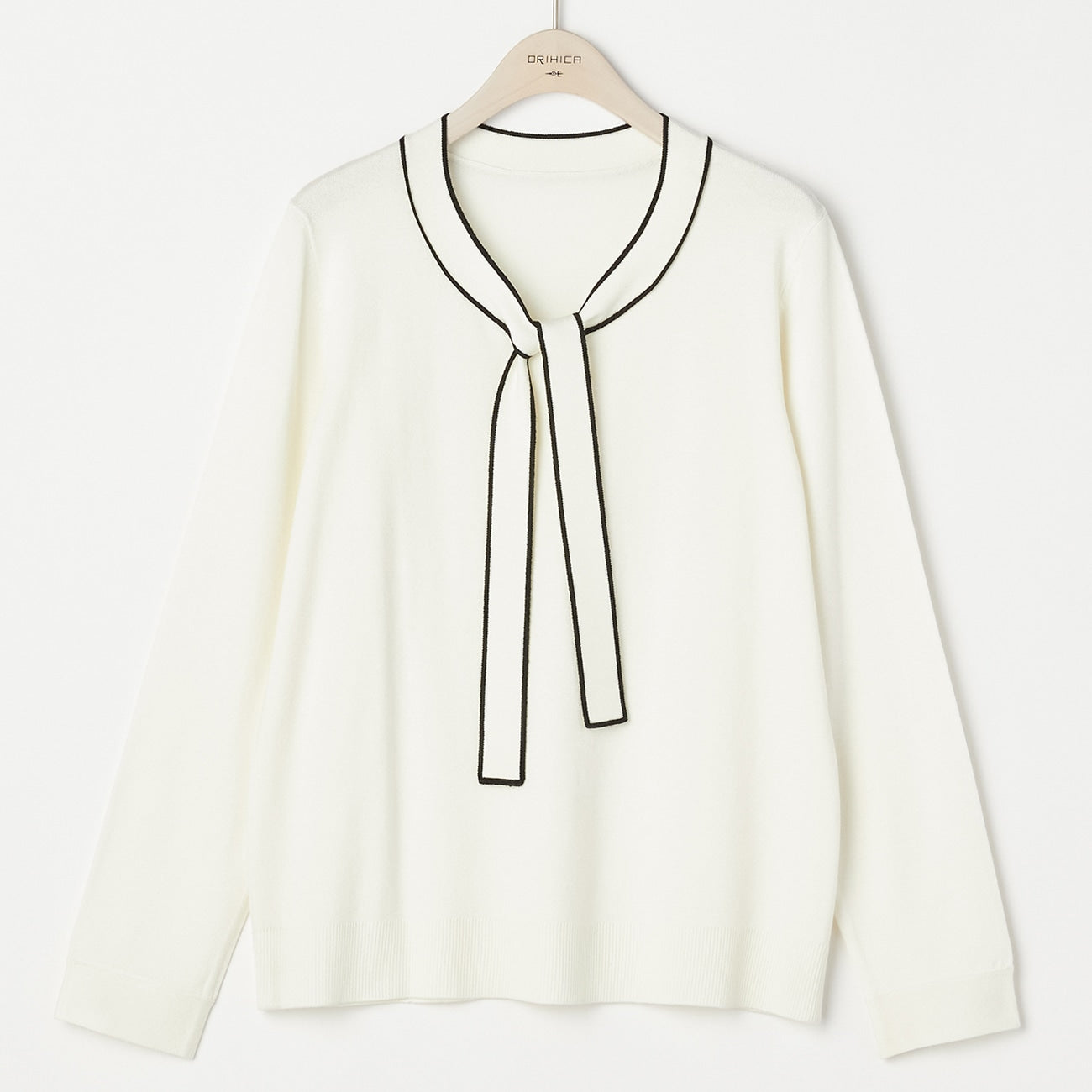 撞色领结针织上衣_25