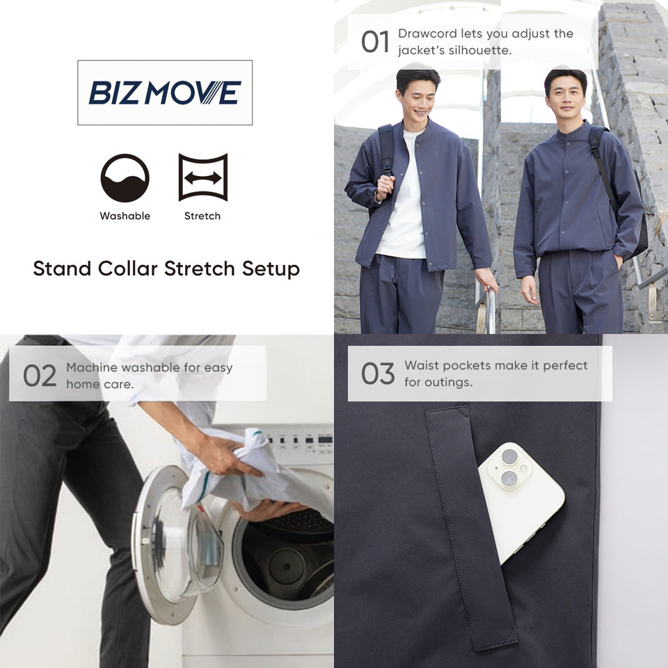 BIZ MOVE Stretch Standing Collar Outer