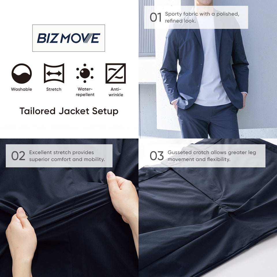 BIZ MOVE High Stretch Tailored Jacket - Navy