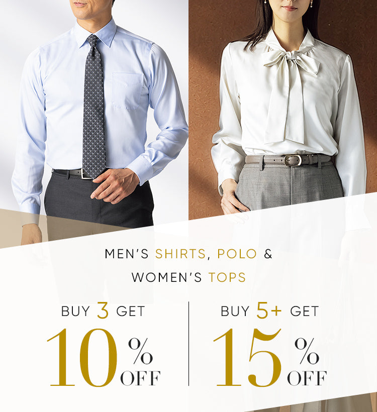 Men’s Shirts, Polo and Women’s Tops Buy 3 Get 10％OFF or Buy 5+ Get 15%OFF