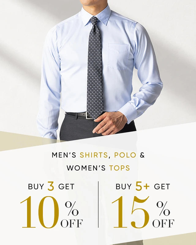 Men’s Shirts, Polo and Women’s Tops Buy 3   Get 10％OFF or Buy 5+ Get 15%OFF