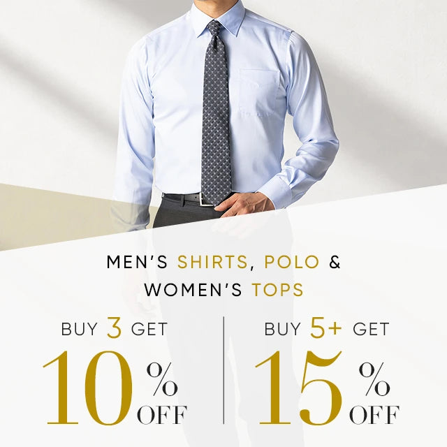 Men’s Shirts, Polo and Women’s Tops Buy 3   Get 10％OFF or Buy 5+ Get 15%OFF