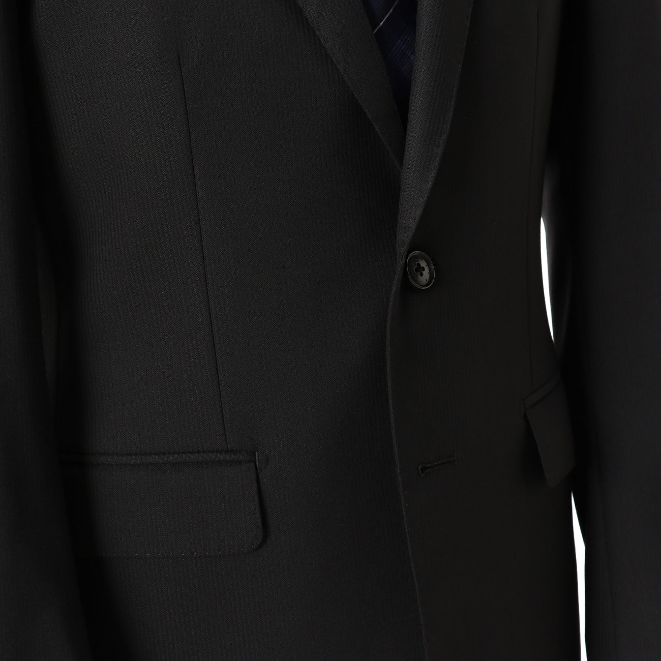 MAJI 塔斯馬尼亞羊毛混紡彈性黑色修身西裝