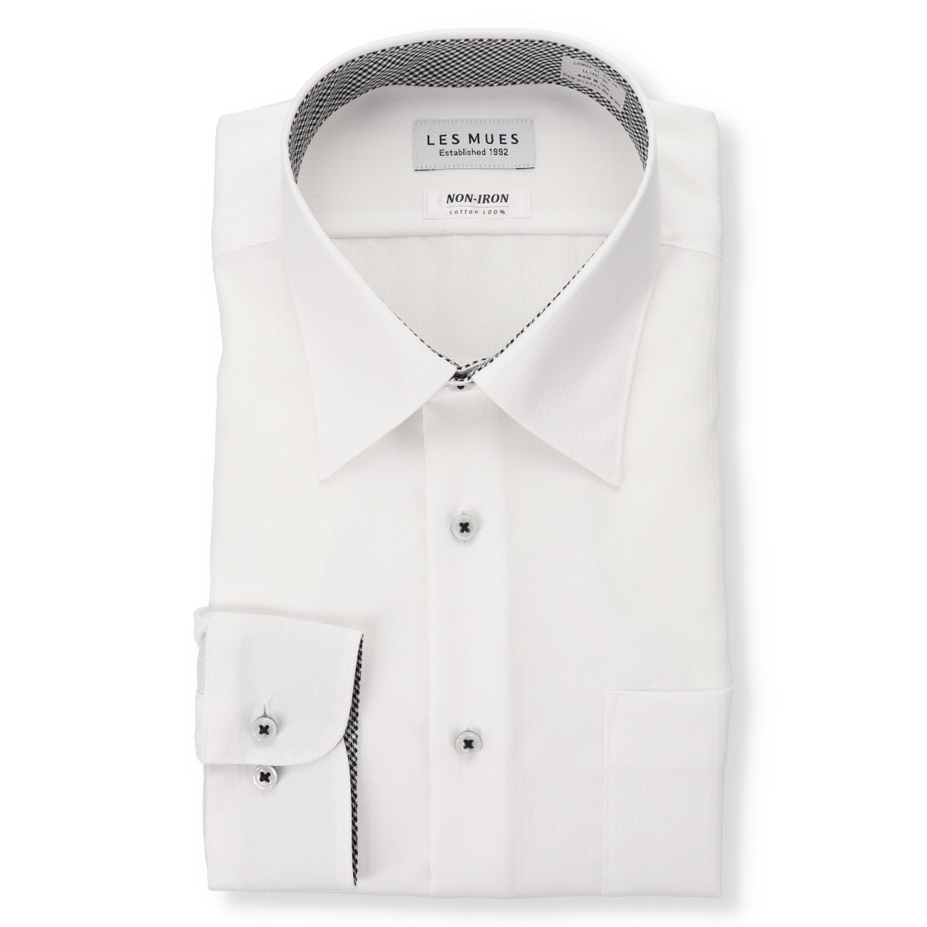 LES MUES 免熨烫纯棉白色标准领衬衫 - 标准版型