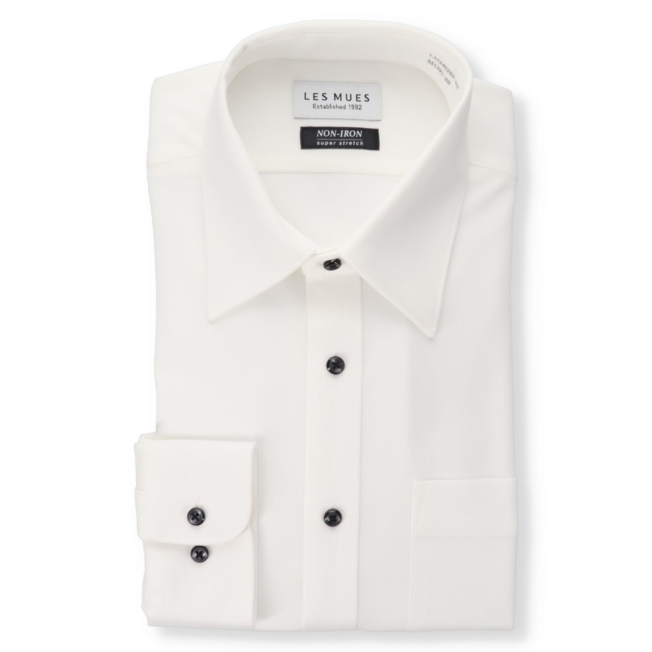 LES MUES Non-iron Super Stretch White Regular Collar Shirt - Regular fit [Recycled Material]