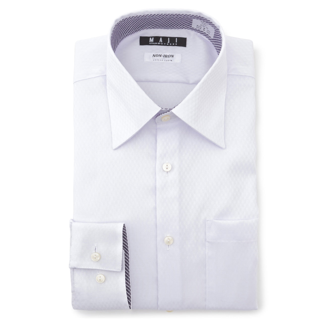 MAJI 免熨烫棉质弹力梭织图案标准领衬衫--修身