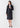 Washable Stretch Shadow Stripe Semi-tight Skirt - Navy_30
