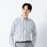 Casual Button-down Stripe Shirt - Gray_01