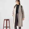 Japanese Fabric Beige Stand Collarless Coat_01
