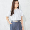 Cool Touch Short Sleeve Band Collar Shirt - Blue_01