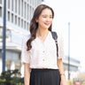 V-neck Polka Dot Airy Drape Blouse_01