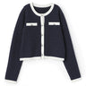 Contrast Color Short Knit Jacket_01
