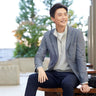 Bishu Japanese Linen Blend Knit Jacket - Blue_01