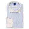 HITOYOSHI Contrast Spread Collar Micro-stripe Shirt - Blue_01