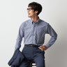 Super Cool Non-iron Shirt Button-down Check Shirt - Navy_07