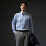 LUXE Line Cotton Button-down Shirt - Blue_08