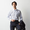 Super Non-iron Cotton Button-down Contrast Collar Stripe Shirt - Navy_06
