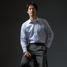 LUXE Line Cotton Spread Collar Shirt - Blue_08
