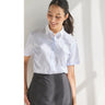 Women's Band Collar Short Sleeve Stripe Shirt - Blue_14